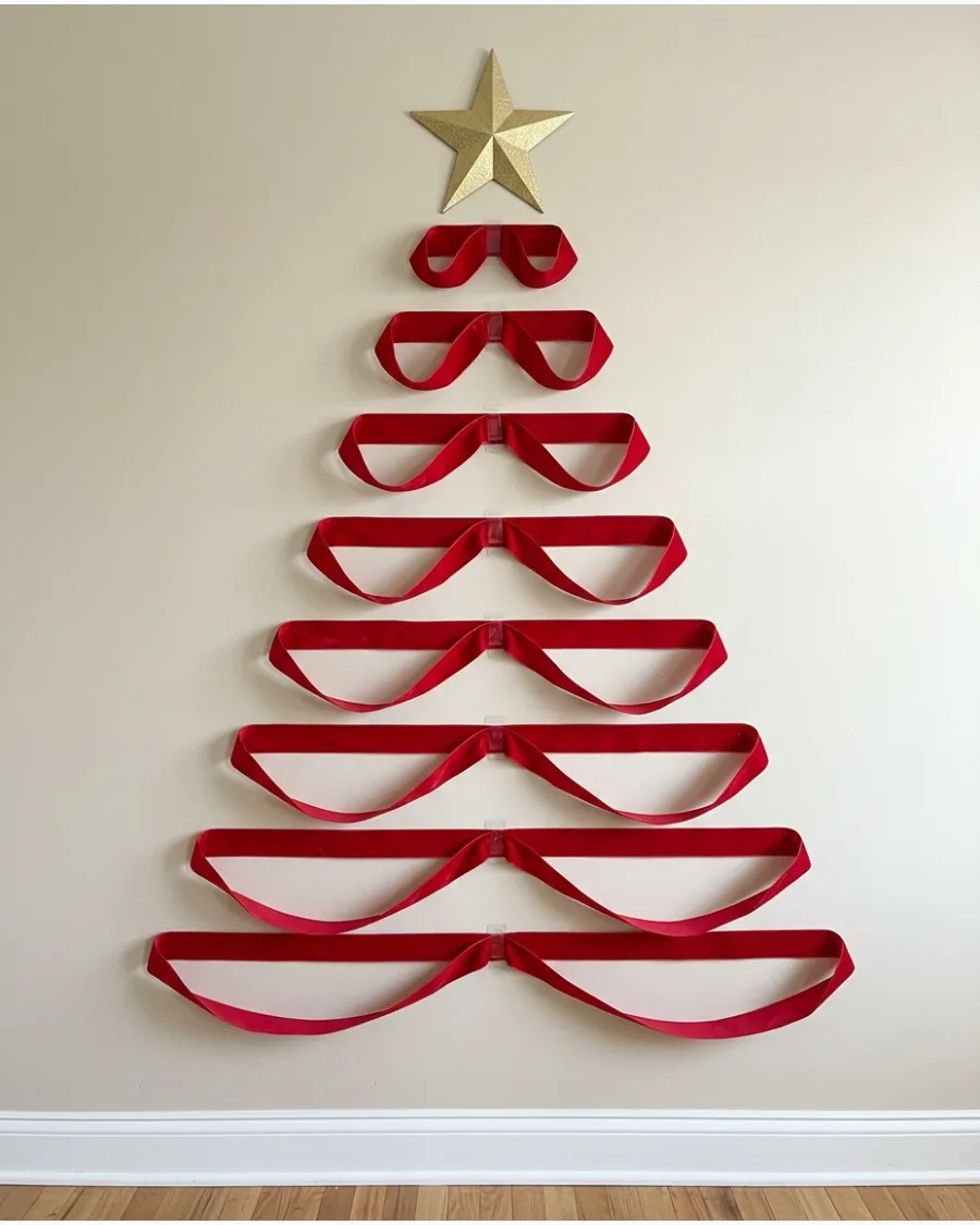 21. Ribbon Christmas Tree Wall