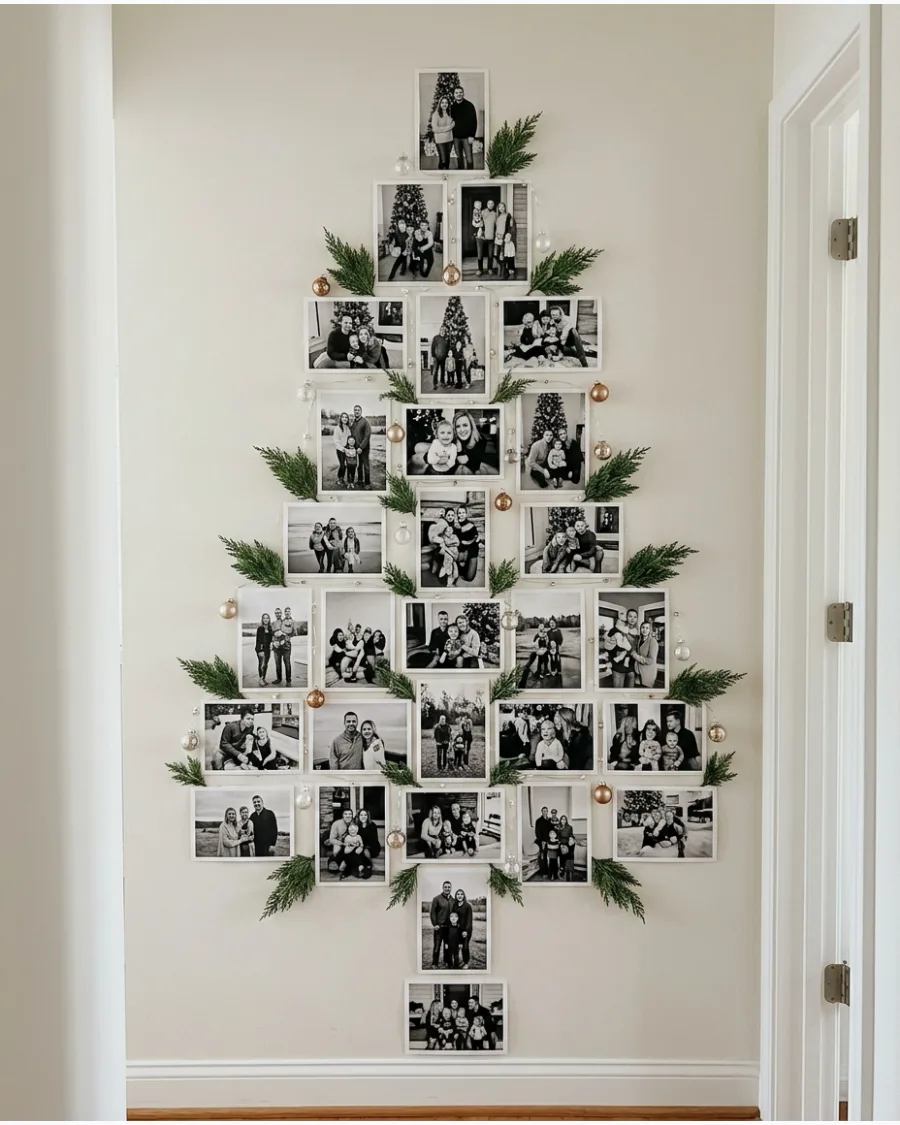 24. Family Photo Christmas Tree Wall