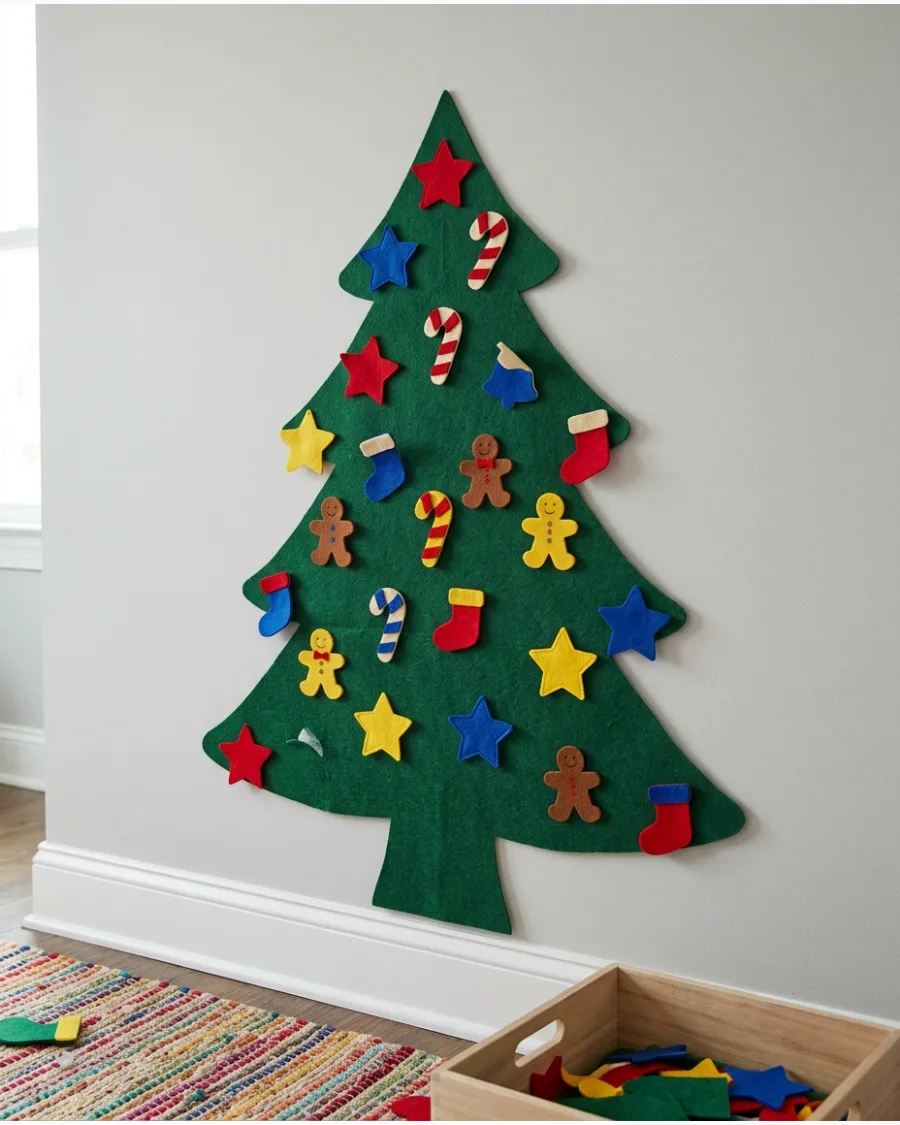 26. Felt Christmas Tree Wall for Kids
