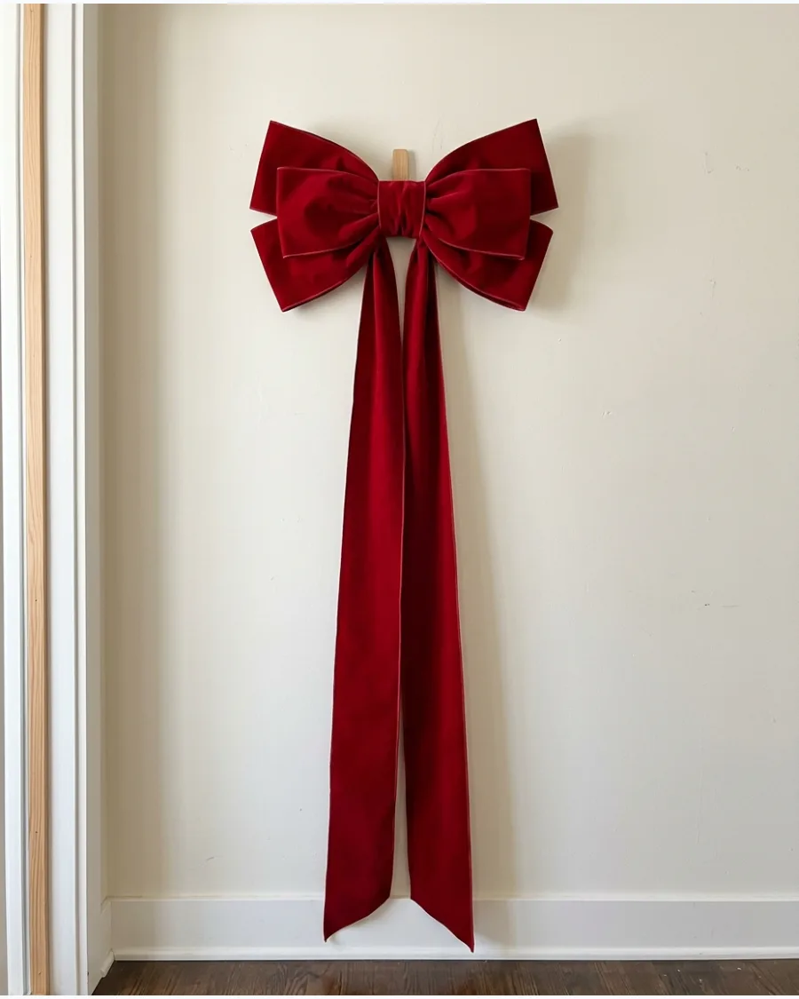 29. Oversized Red Velvet Bow Wall Decor