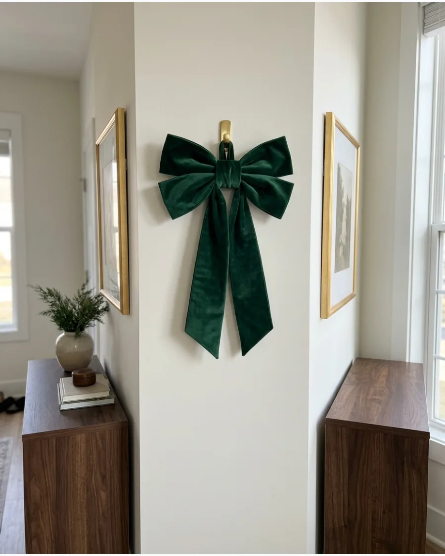 30. Oversized Green Velvet Bow Wall Decor