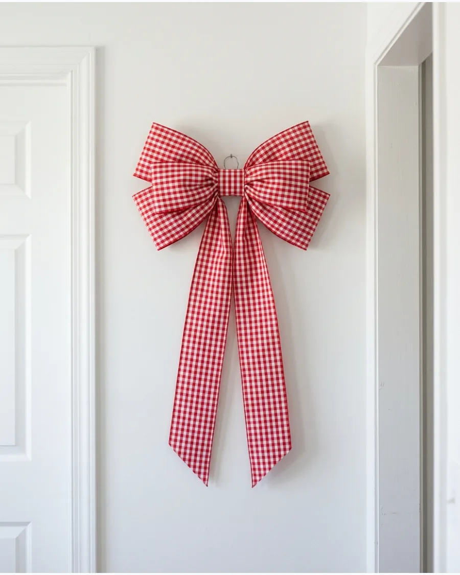 32. Gingham Christmas Bow Wall Decor