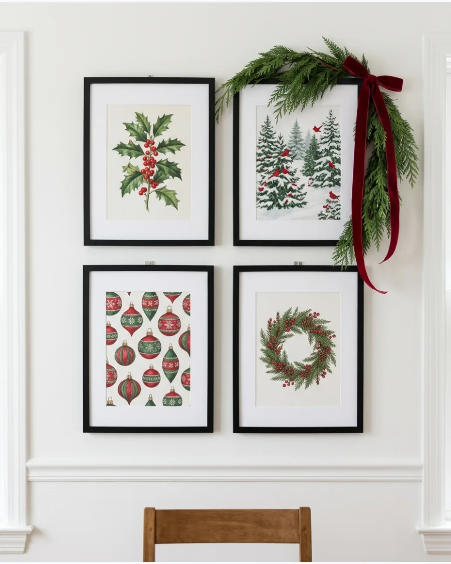 42. Red and Green Christmas Gallery Wall