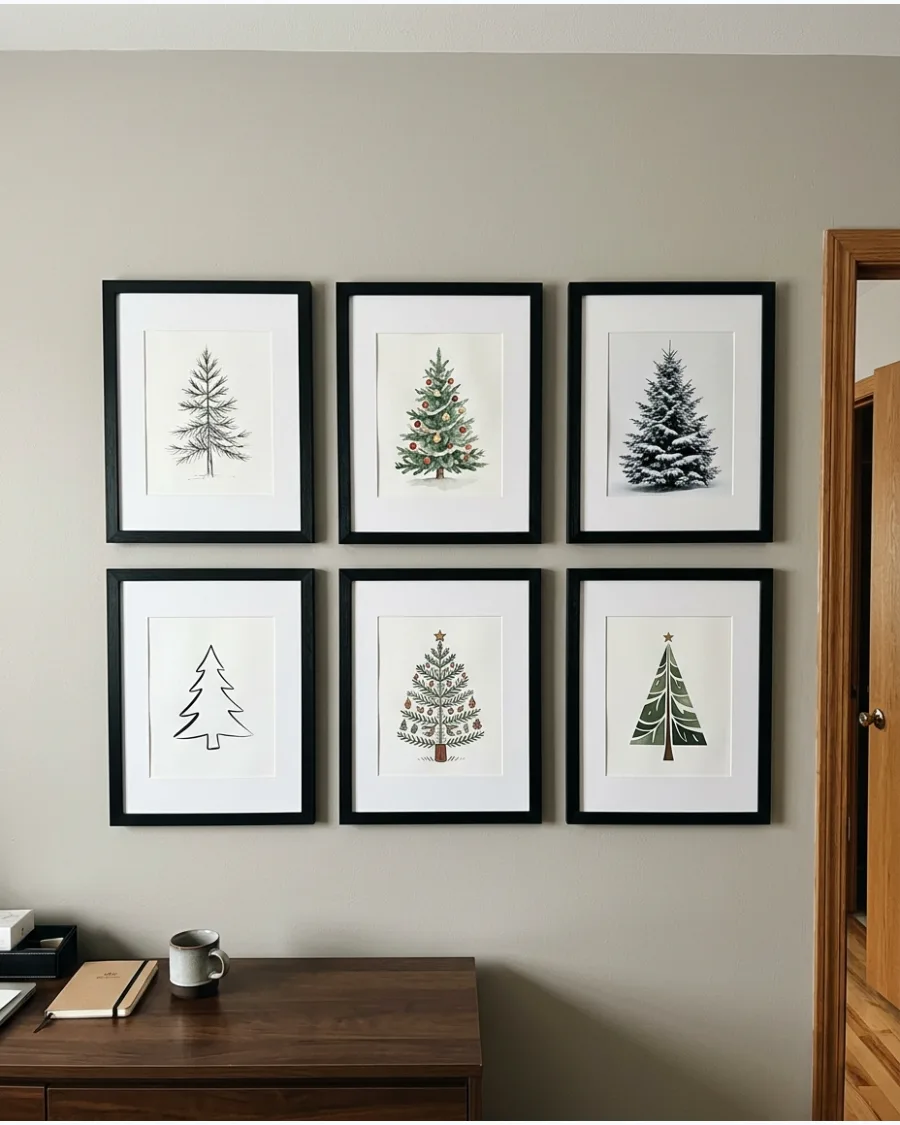 44. Christmas Tree Art Gallery Wall