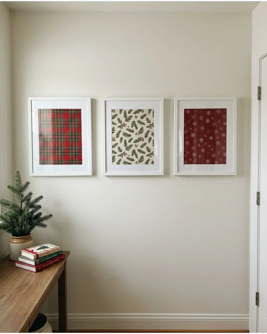 50. Framed Christmas Wrapping Paper Art