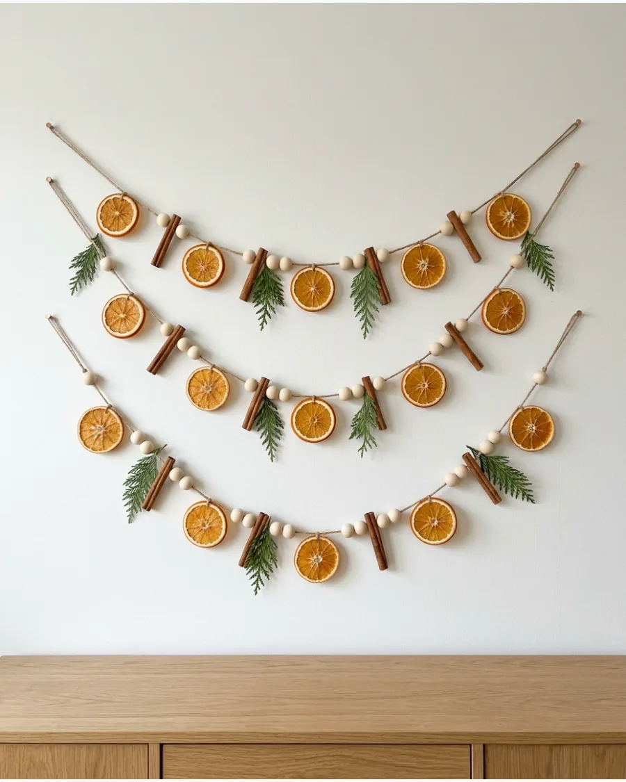 56. DIY Dried Orange Garland Wall