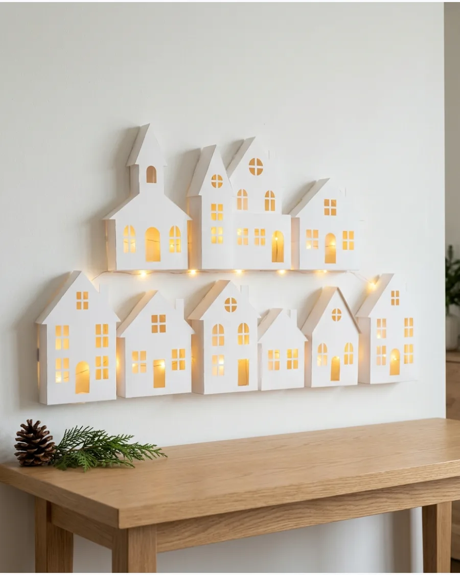 61. DIY Christmas Village Wall Display