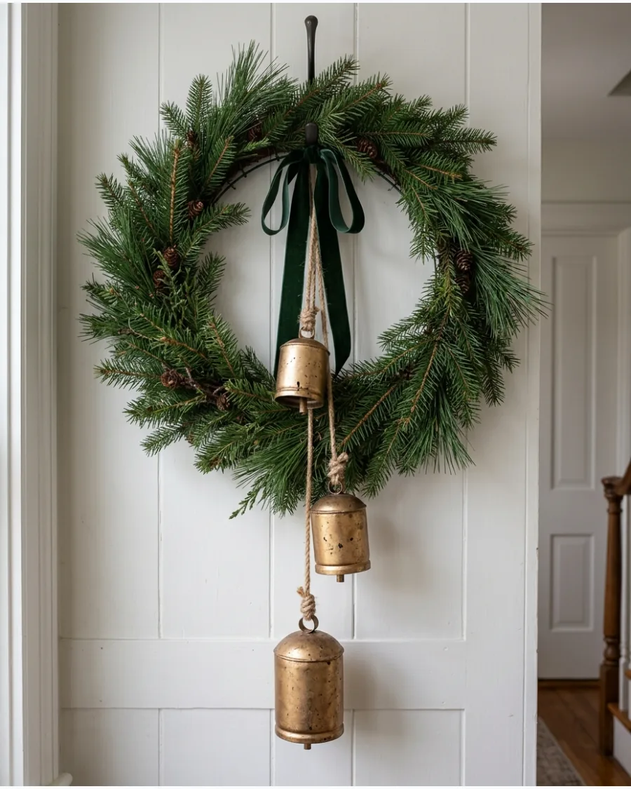 7. Christmas Wreath With Brass Bells
