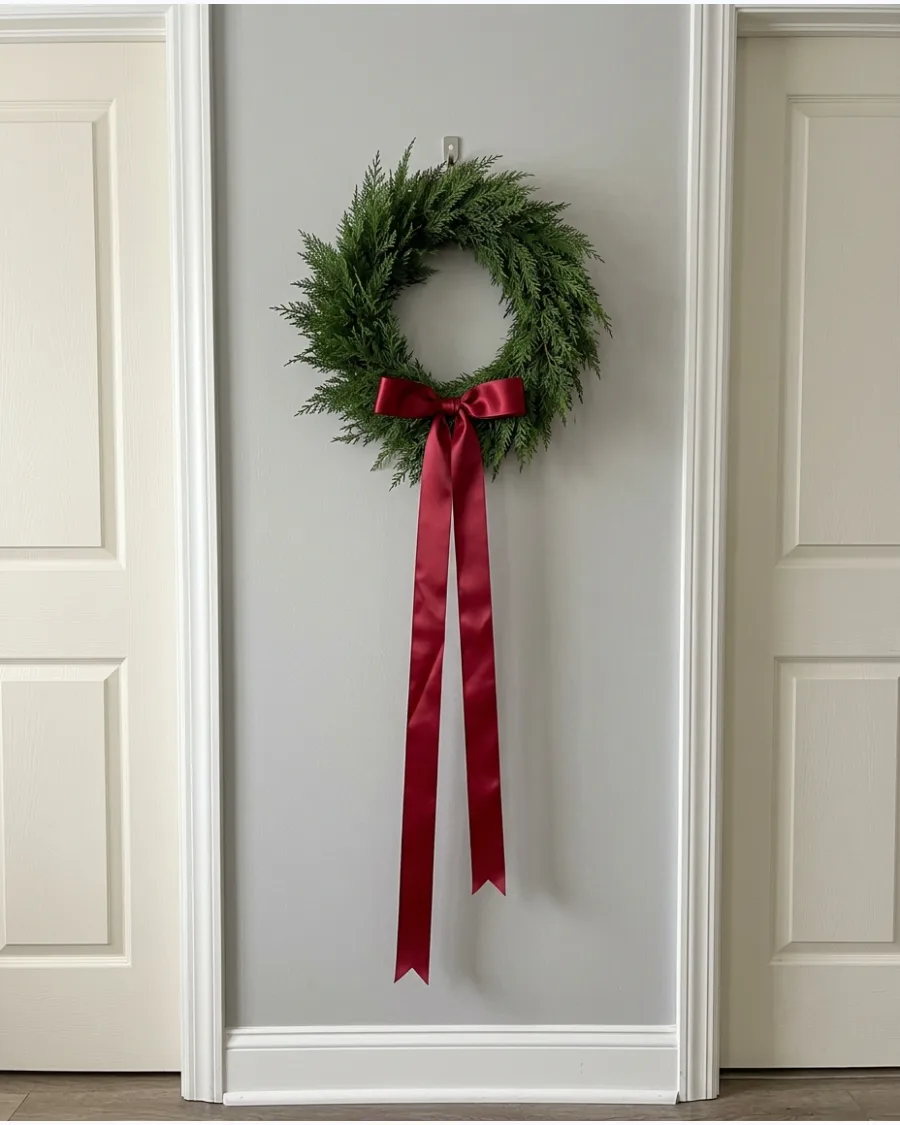 8. Christmas Wreath With Long Ribbon Tails