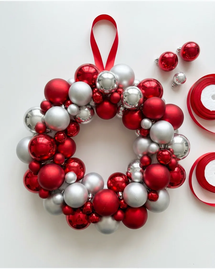 11. Easy Christmas Ornament Wreath
