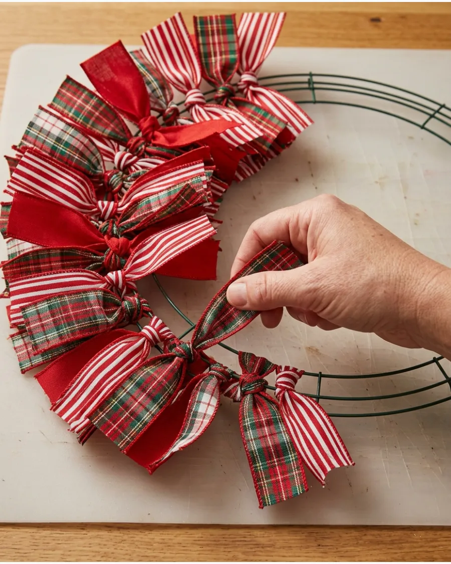 15. Easy Ribbon Christmas Wreath