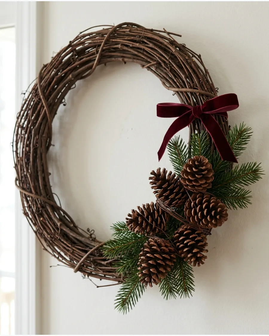 22. Pinecone Grapevine Wreath