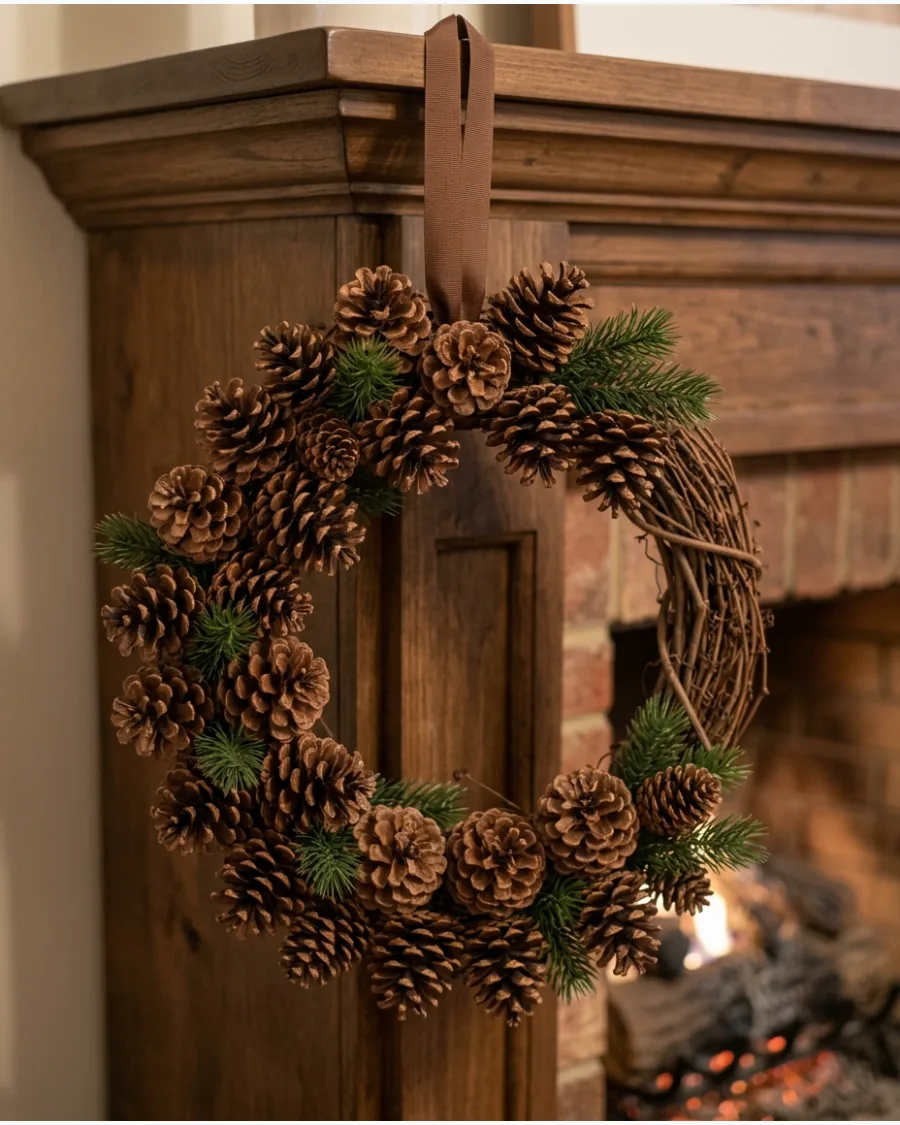 3. Easy Pinecone Christmas Wreath