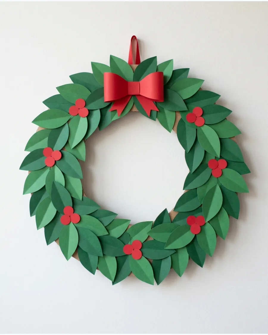 31. Easy Paper Christmas Wreath