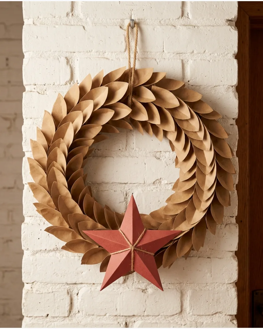 35. Paper Bag Christmas Wreath