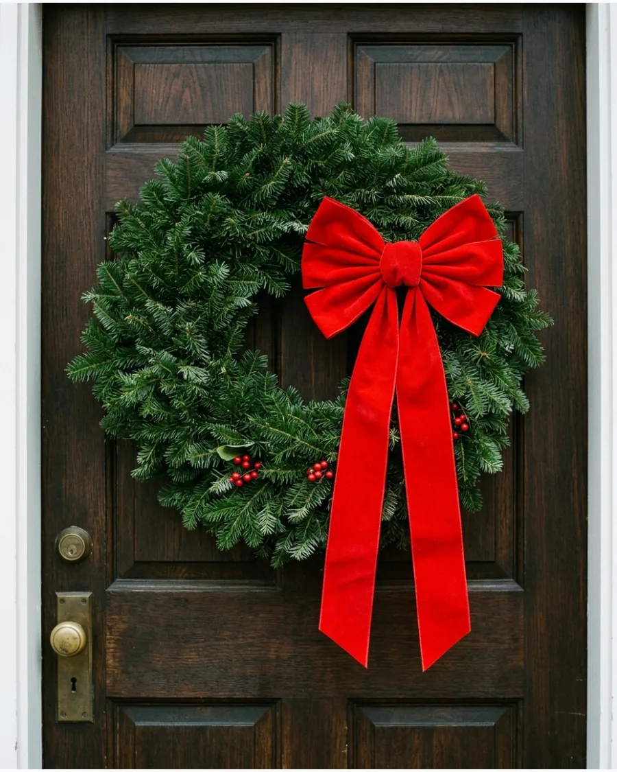 4. Easy Red Bow Christmas Wreath