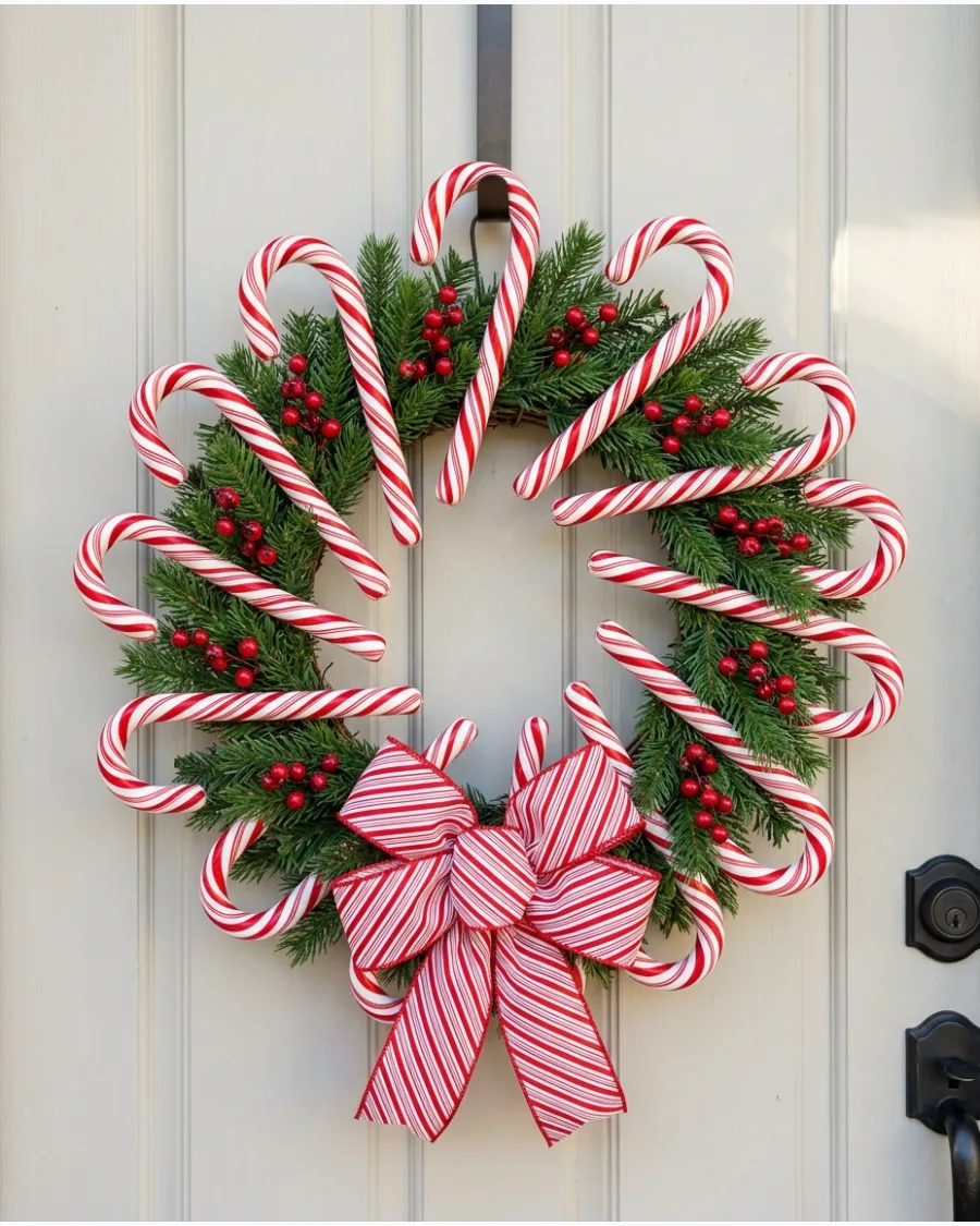 43. Candy Cane Christmas Wreath