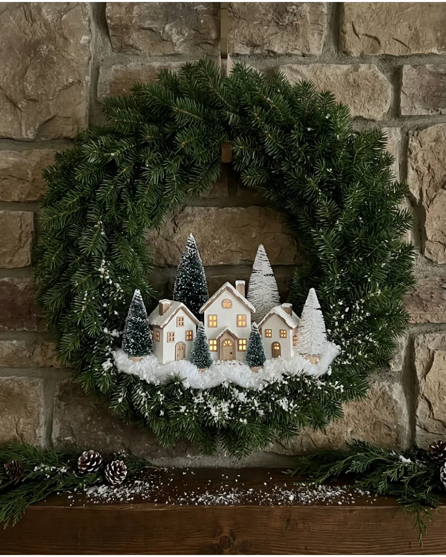 48. Christmas Village Wreath