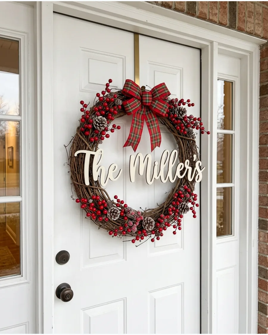 50. Personalized Family Christmas Wreath