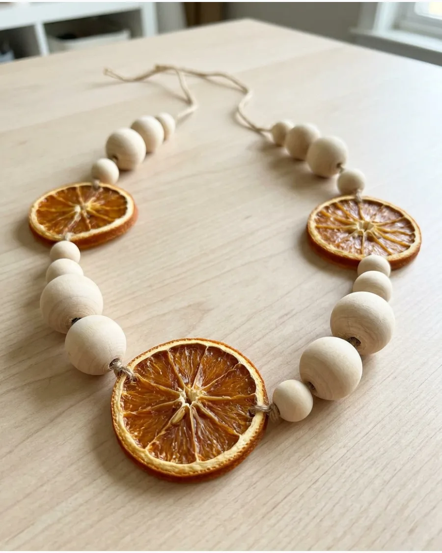 14. Dried Orange and Wood Bead Garland