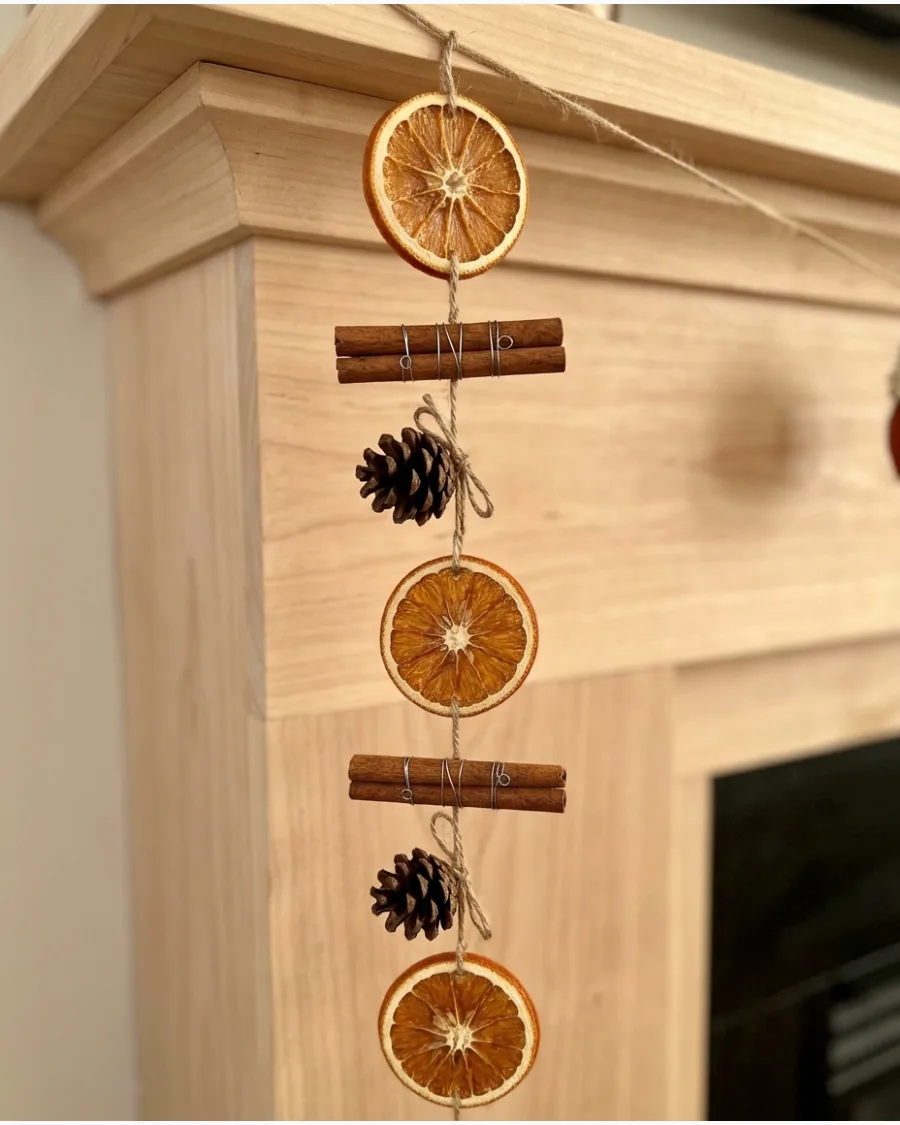 15. Dried Orange Pinecone and Cinnamon Garland