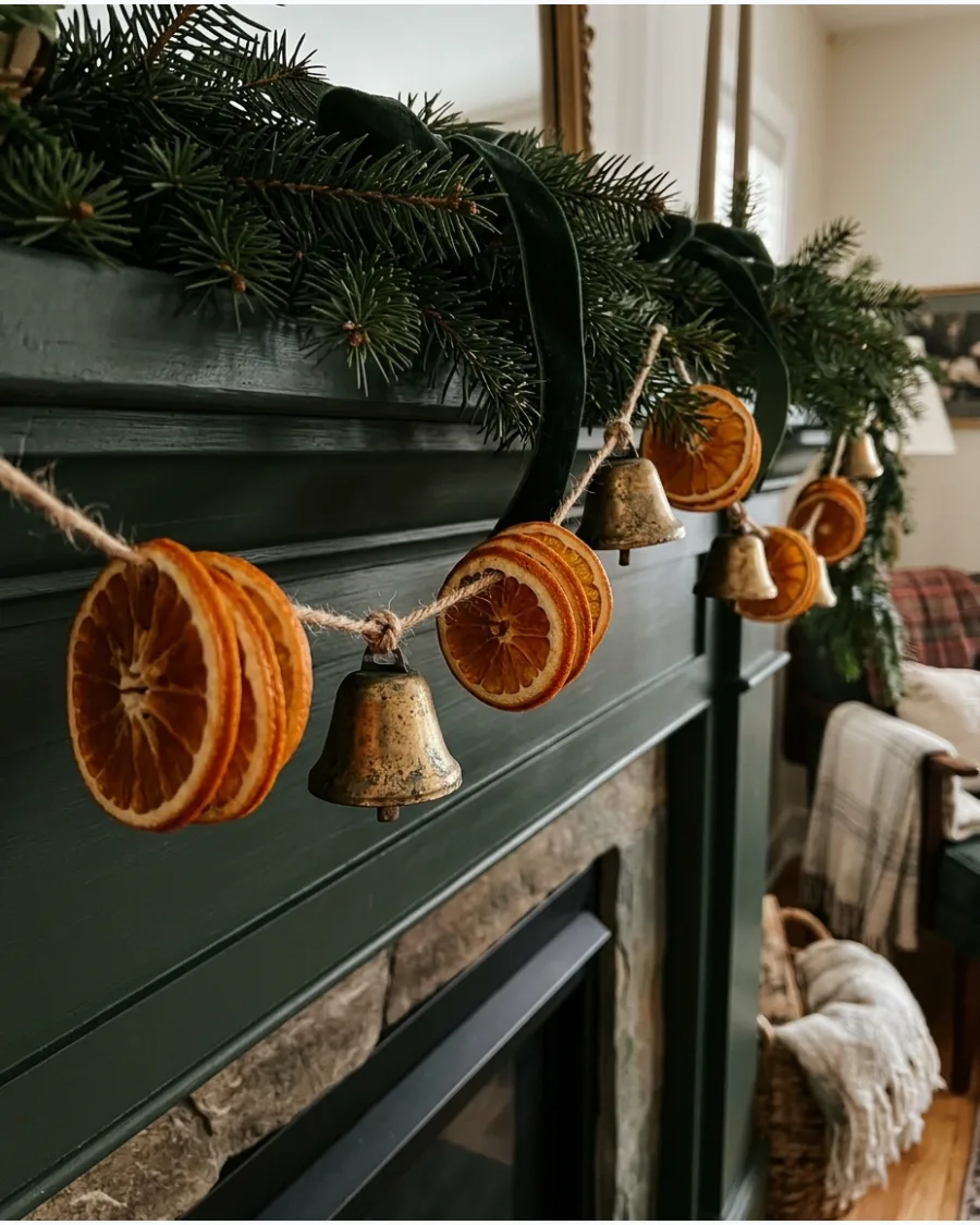 16. Dried Orange and Brass Bell Garland