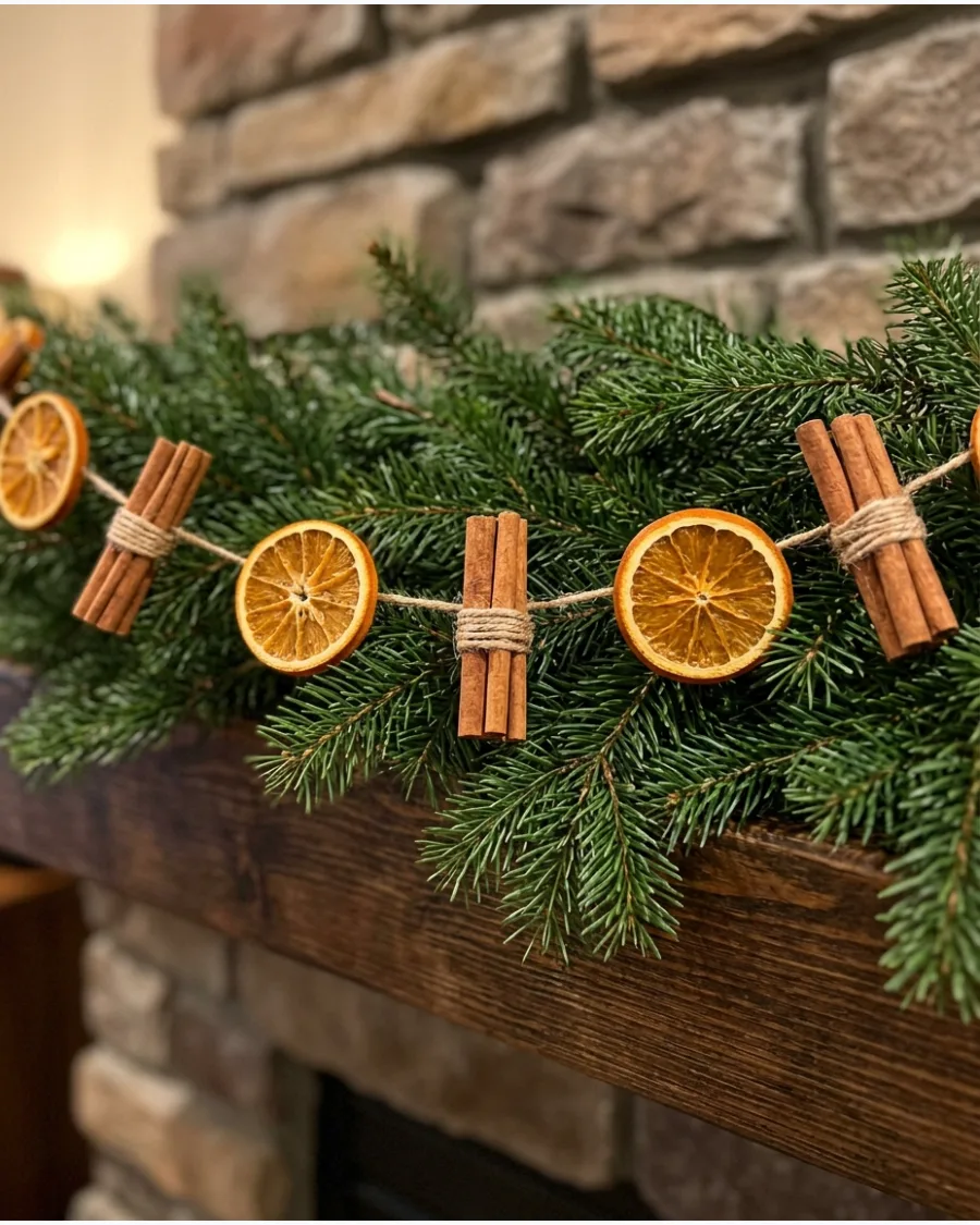 2. Dried Orange and Cinnamon Stick Garland