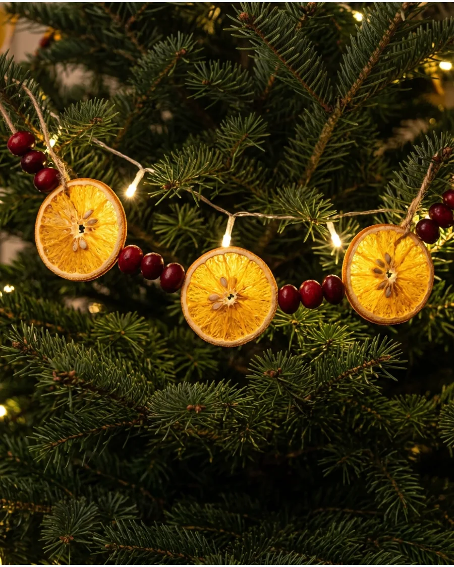 22. Dried Orange and Cranberry Christmas Tree Garland