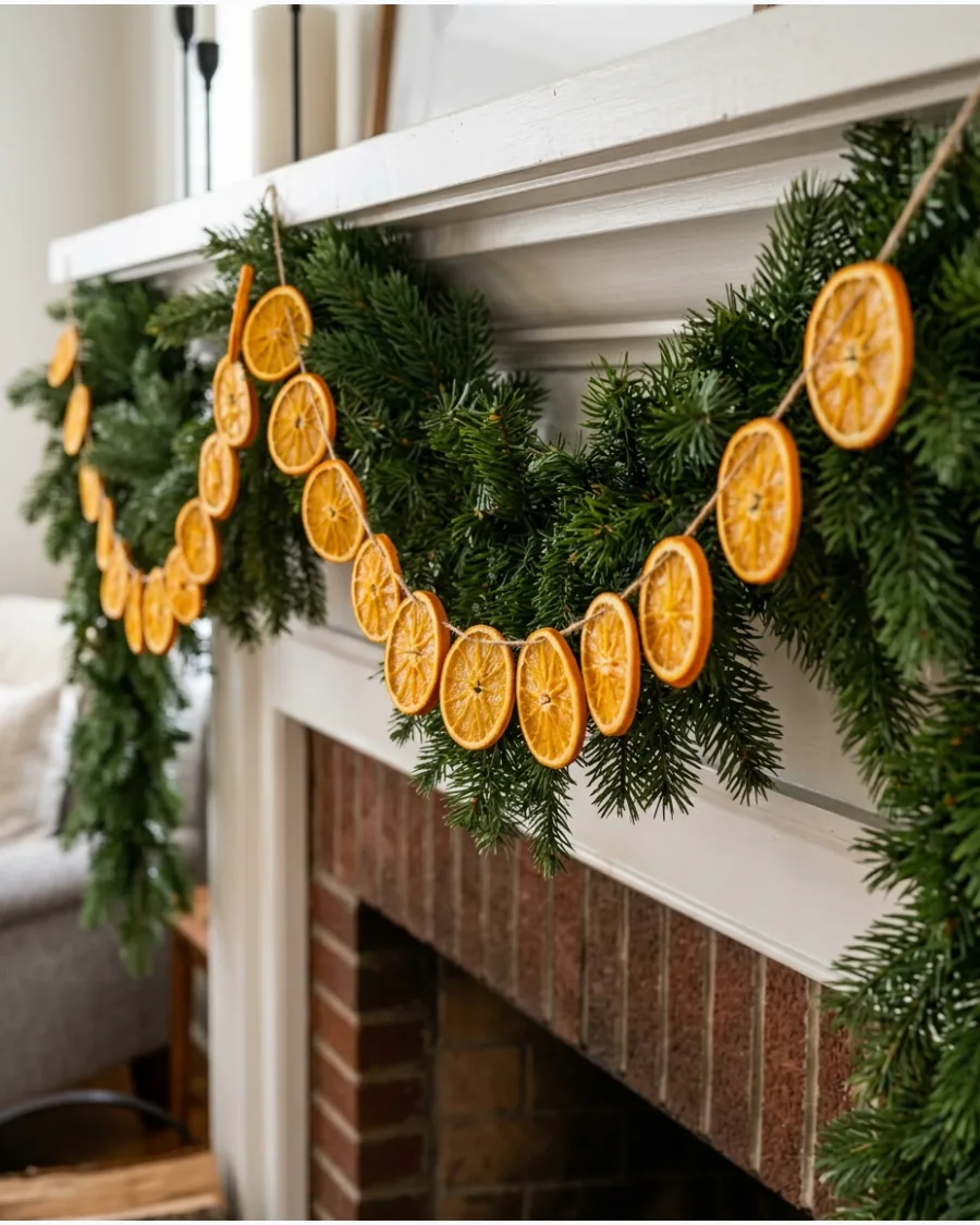 31. Dried Orange Christmas Mantel Garland
