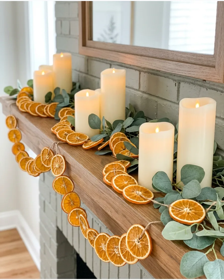 33. Dried Orange and Candle Mantel Garland