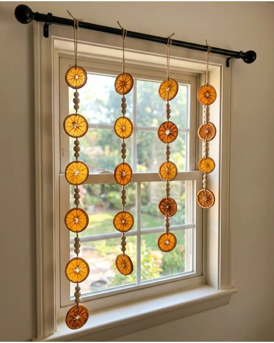 35. Vertical Dried Orange Window Garland