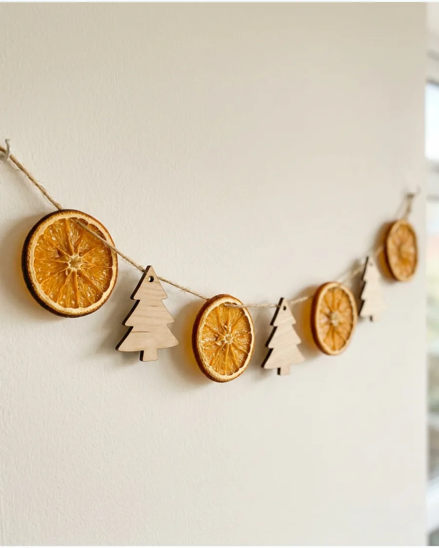 49. Dried Orange Garland With Mini Christmas Trees