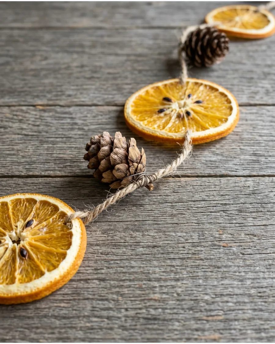 5. Dried Orange and Pinecone Garland