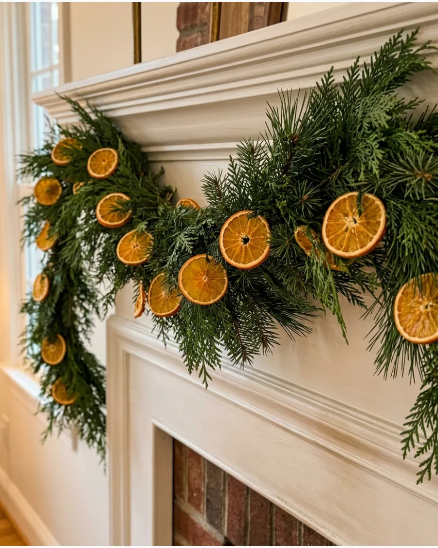 6. Dried Orange and Evergreen Garland