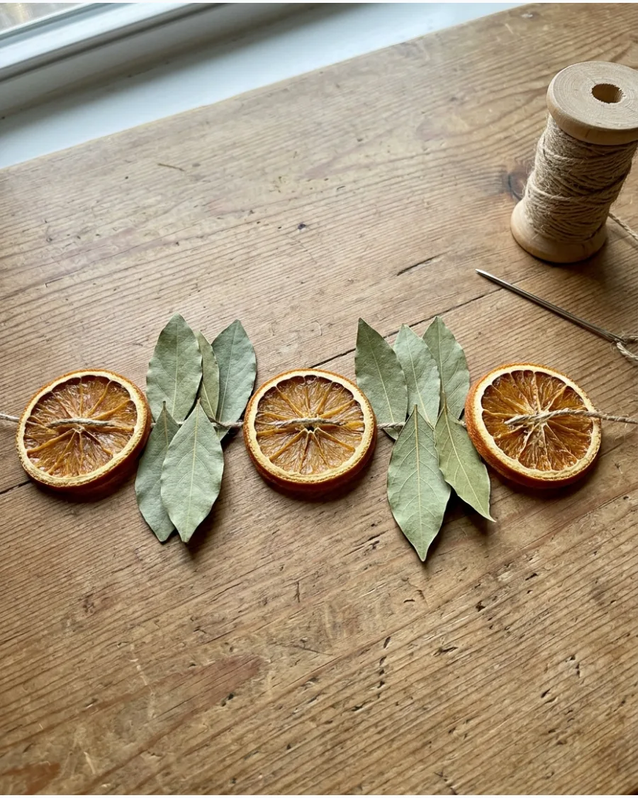 9. Dried Orange and Bay Leaf Garland