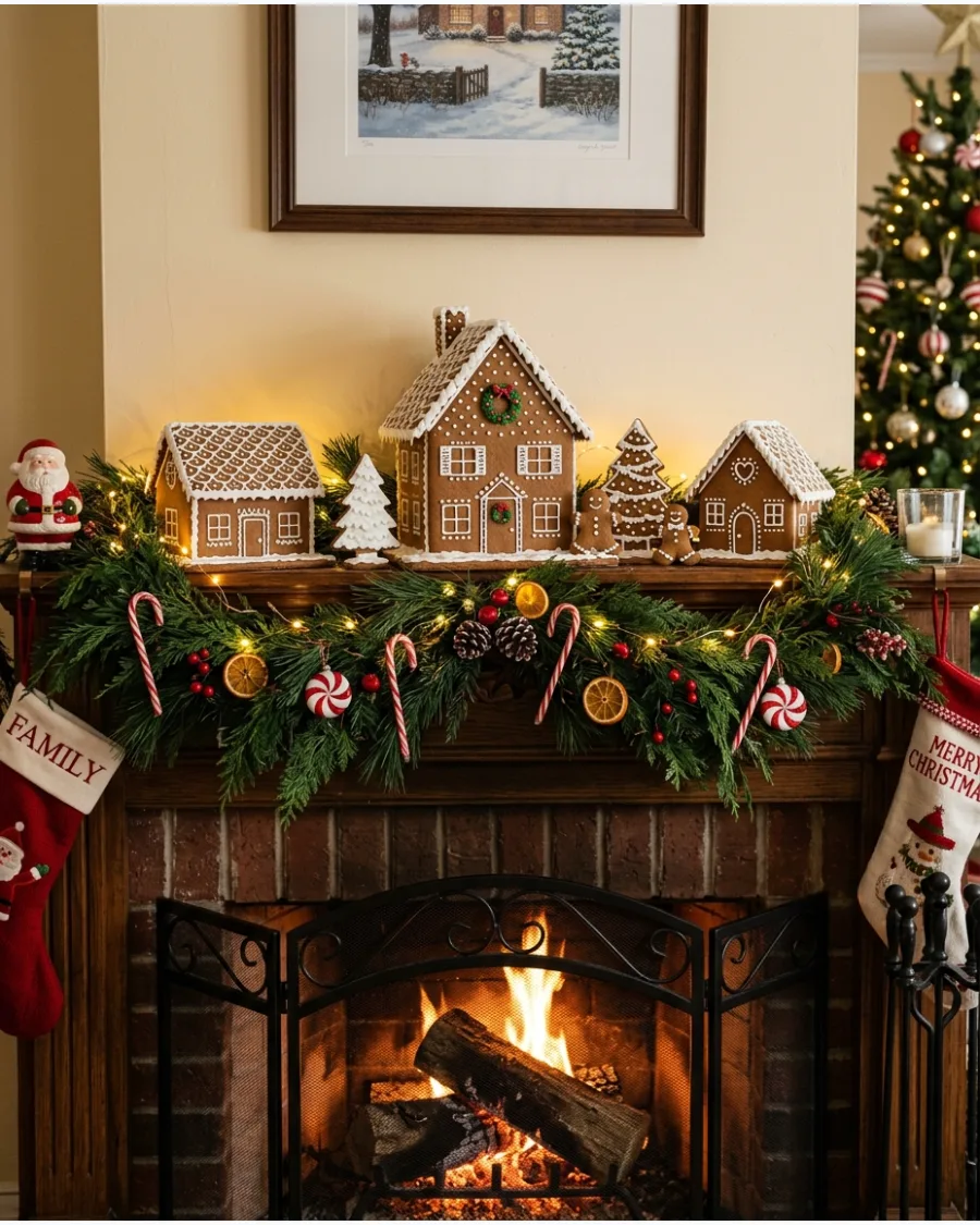 1. Traditional Red and White Gingerbread Christmas Decor