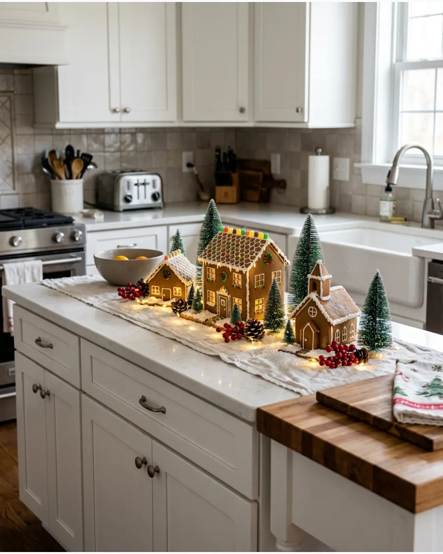 16. Gingerbread Christmas Kitchen Island Centerpiece