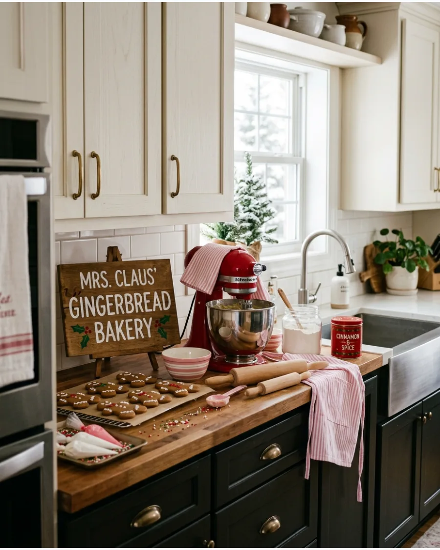 20. Mrs. Claus Gingerbread Bakery Kitchen