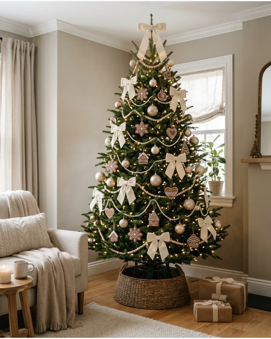 26. Neutral Gingerbread Christmas Tree