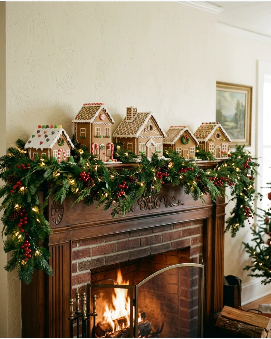 31. Gingerbread Christmas Mantel