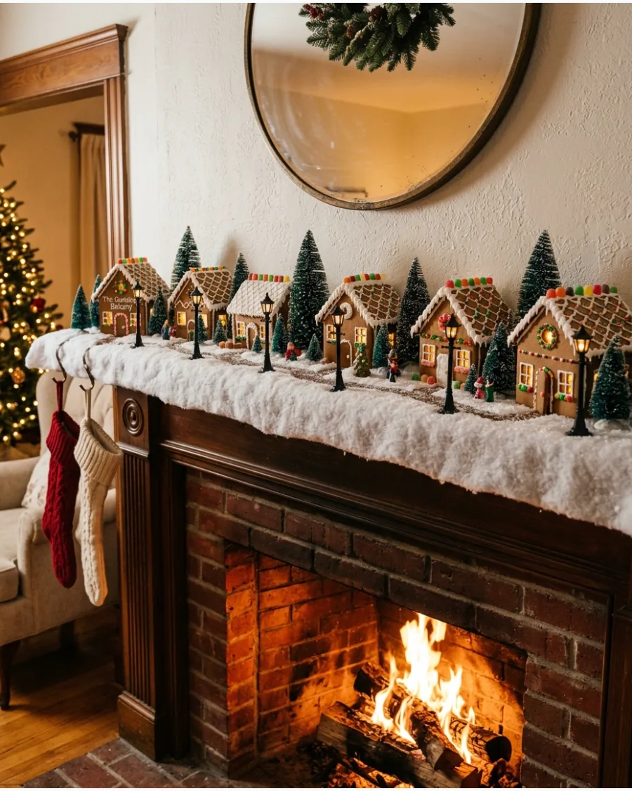 32. Gingerbread Village Fireplace Mantel