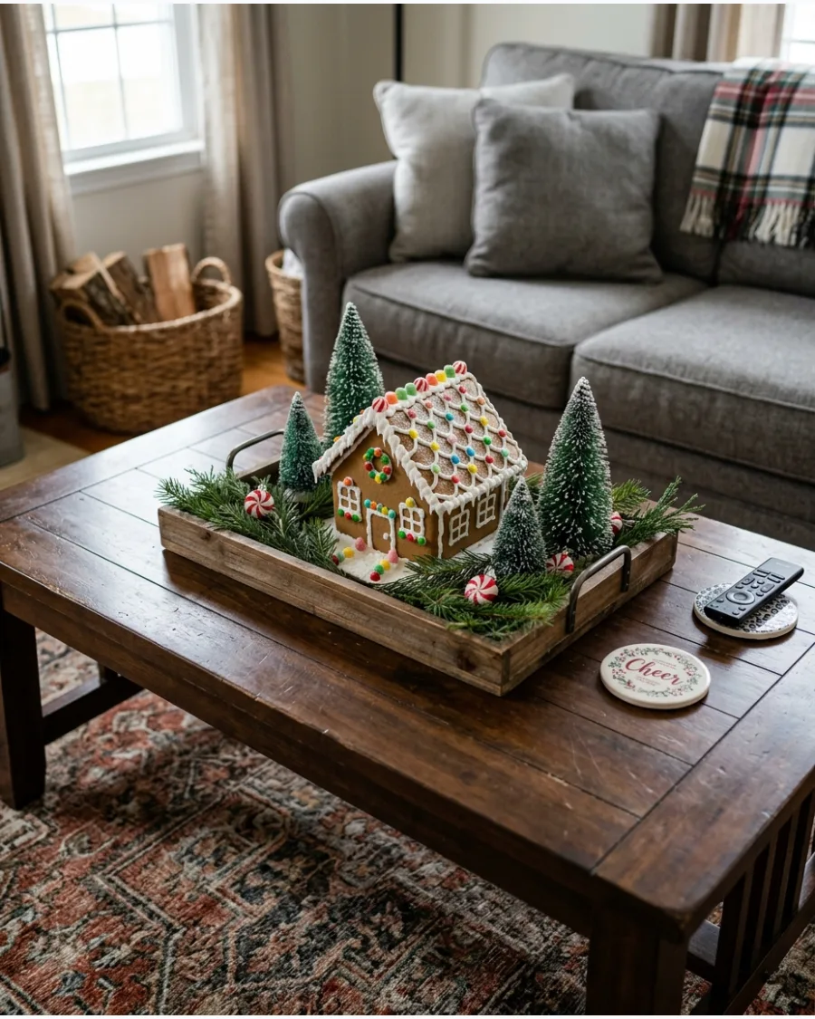36. Gingerbread Coffee Table Centerpiece