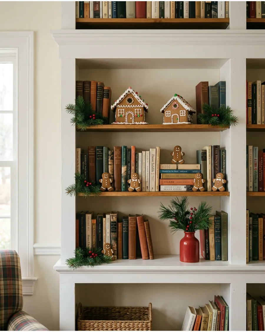 38. Gingerbread Christmas Bookcase