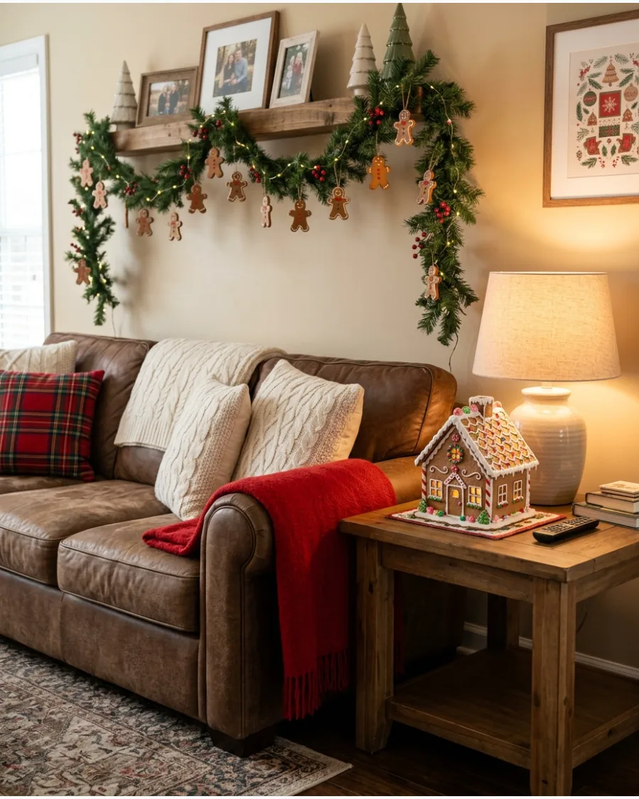 40. Cozy Gingerbread Living Room