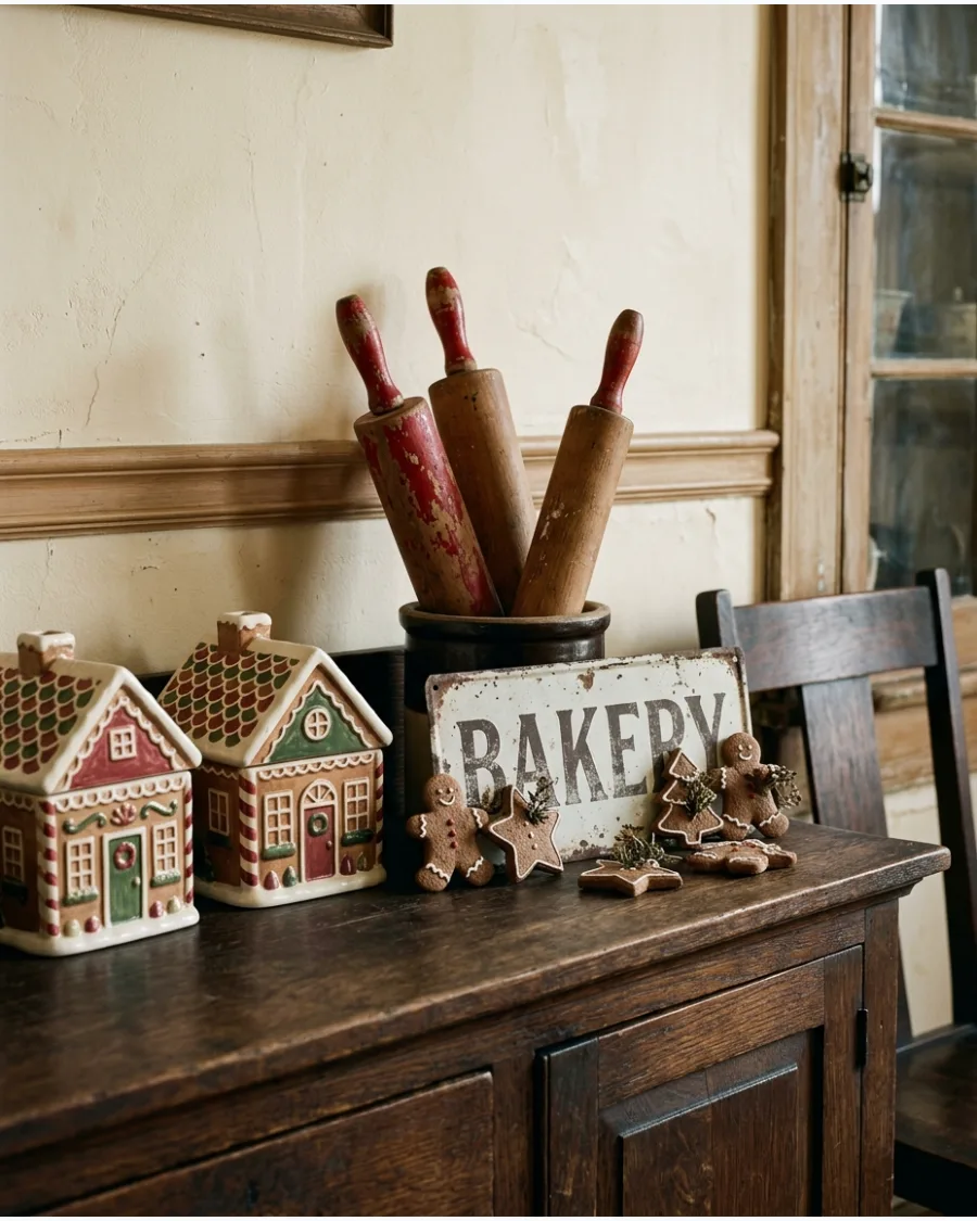 49. Vintage Gingerbread Christmas Decor