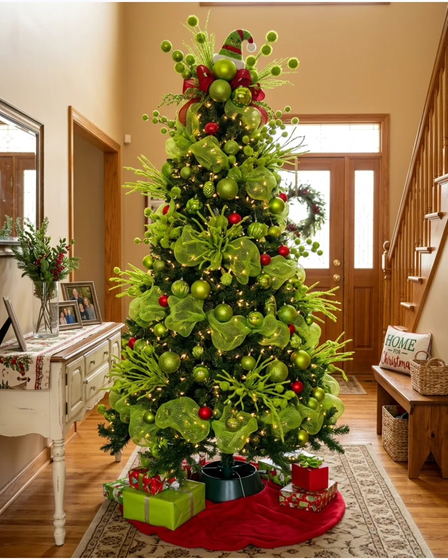 1. Lime Green Grinch Christmas Tree