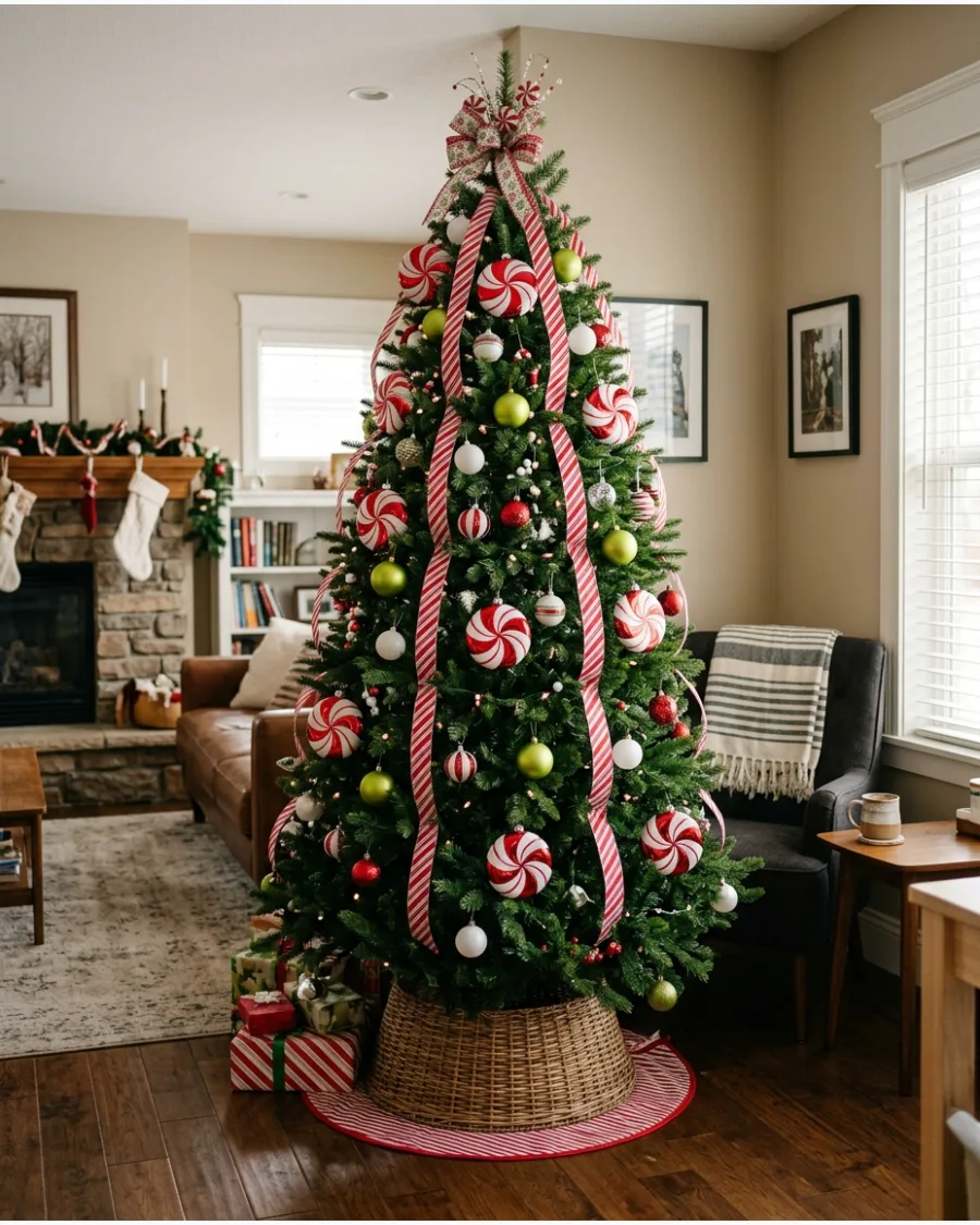 14. Peppermint Grinch Christmas Tree