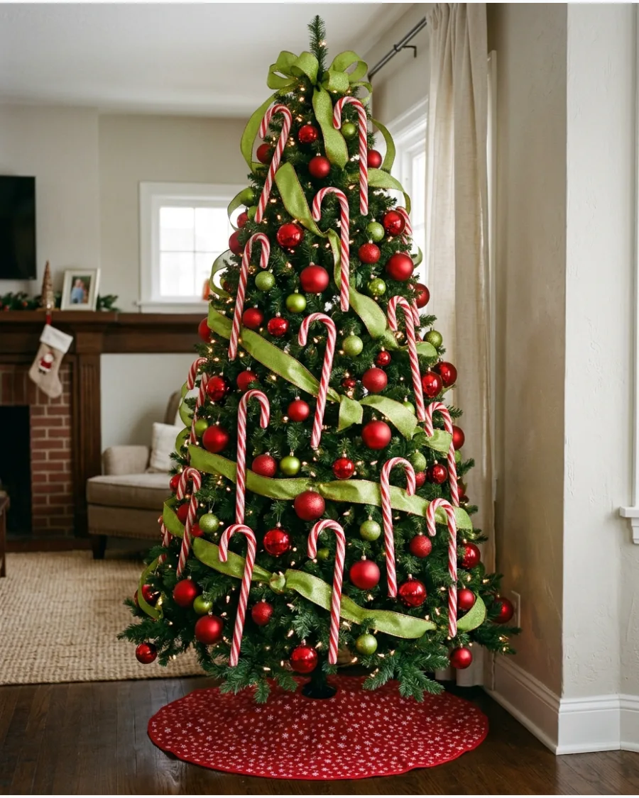 16. Candy Cane Grinch Christmas Tree