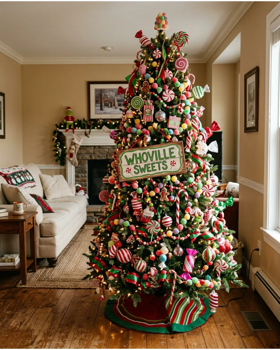 17. Grinch Candy Shop Christmas Tree