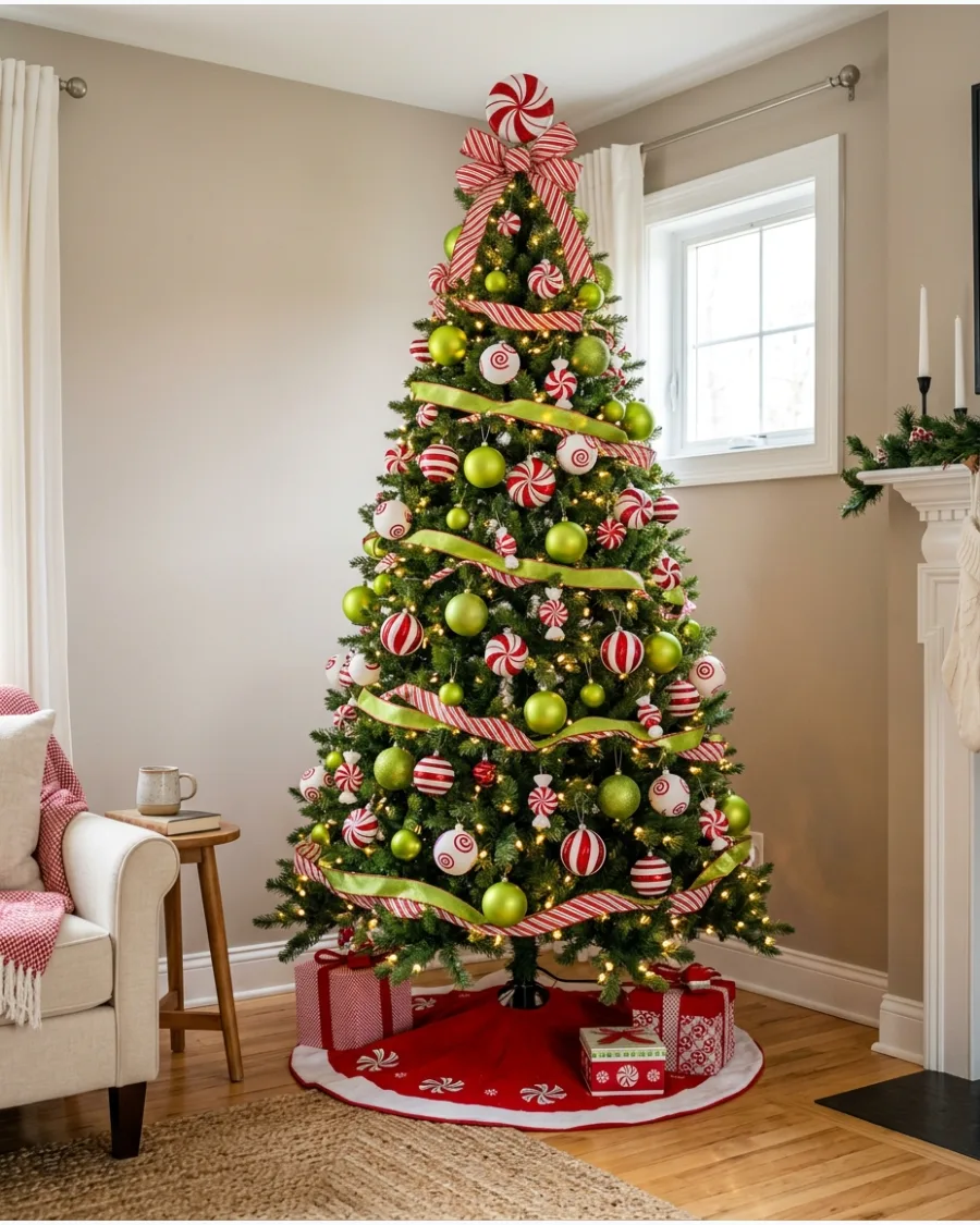 18. Red, White and Green Peppermint Tree
